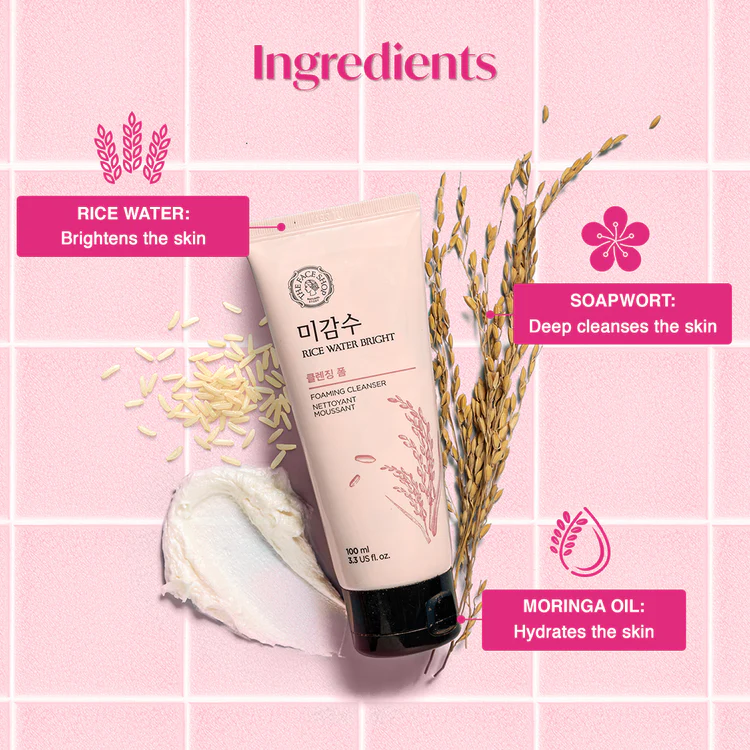 The Face Shop Rice Water Bright Facial Foaming Cleanser 100ml